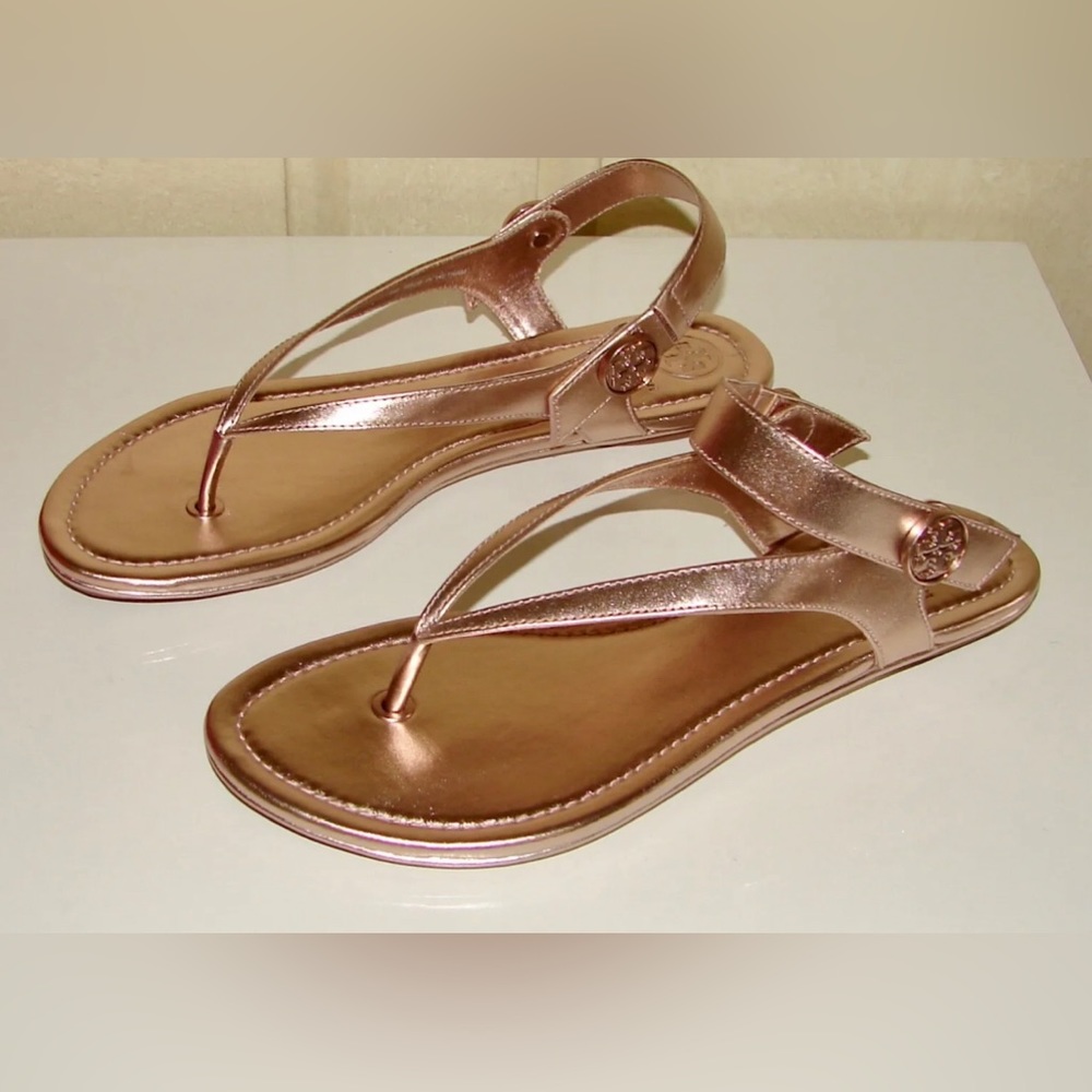 New Authentic Tory Burch Minnie Slingback Sandal Rose Gold, Size 6, no box